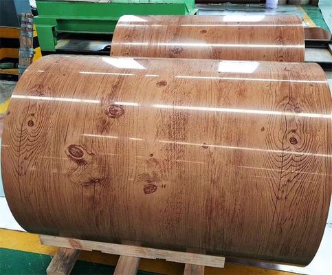 ASTM Standard Wood Grain Color Coated Galvanized Strip Coil PPGI Steel Coil for Roofing Sheet SIRM Сертифицированный и утвержденный